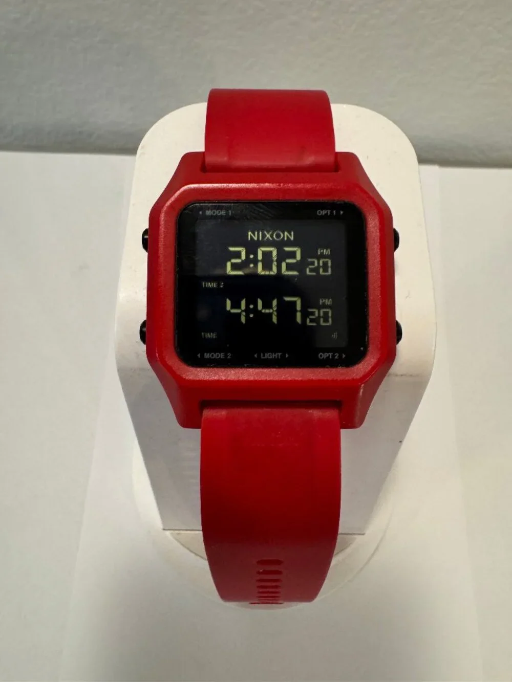 Nixon The Staple Red Digital Watch 100M Dual Time Alarm Chronograph